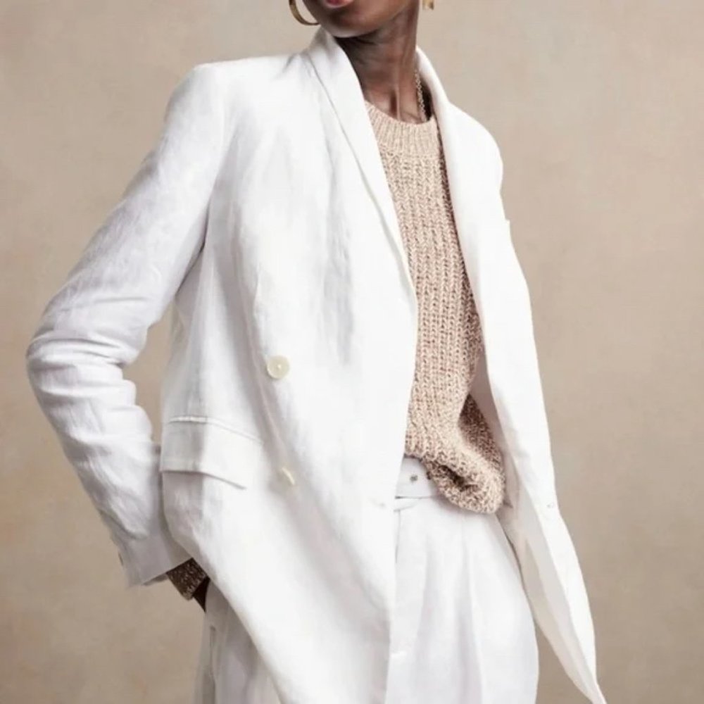 New with Tag Banana Republic White Linen Blazer Jacket size 4